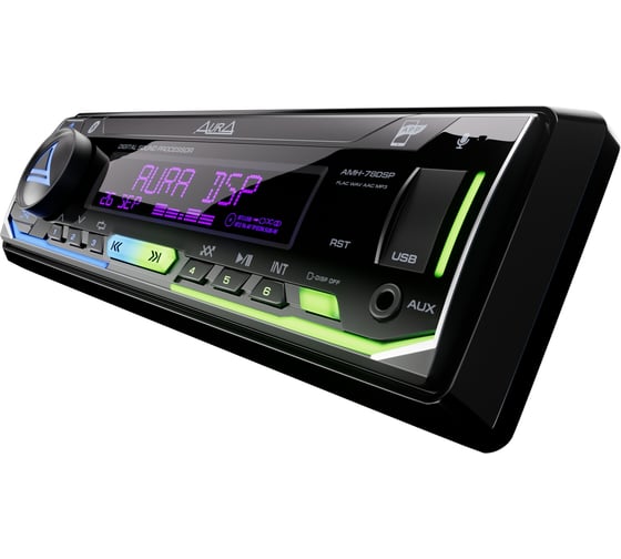 USB-ресивер AURA 4х51w, USB(1.2A)/FM/AUX/BT, 3RCA, DSP 2/3way, iD3-TAG, RGB AMH-78DSP