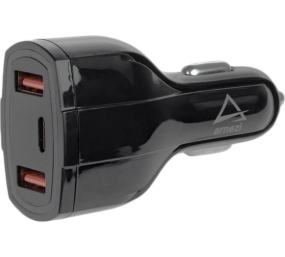 Адаптер автомобильный Arnezi 40W 2хUSB-A 3.1А (QC3.0) + Type-С (PD 3.0) 12-24V в прикуриватель A0603019