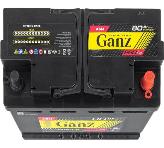 Аккумулятор Ganz PRO-Line AGM 80 А/ч обратный R+ 315x175x190 L4 EN 800 А G4080800