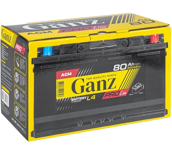 Аккумулятор Ganz PRO-Line AGM 80 А/ч обратный R+ 315x175x190 L4 EN 800 А G4080800