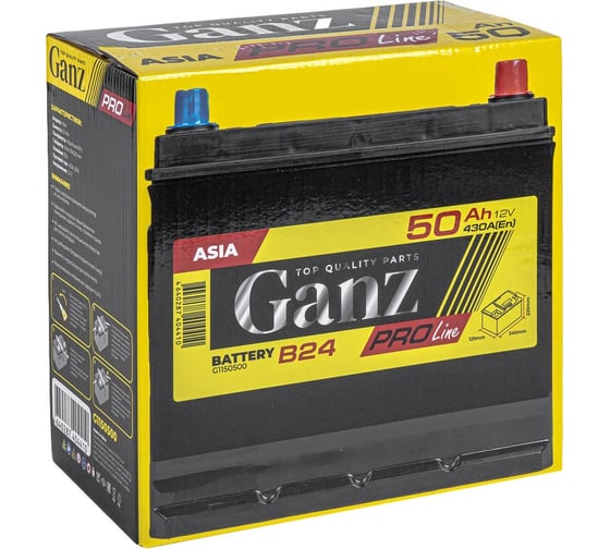 Аккумулятор Ganz PRO-Line JIS 50 А/ч обратный R+ 240x129x220 B24 EN 430 А G1150500