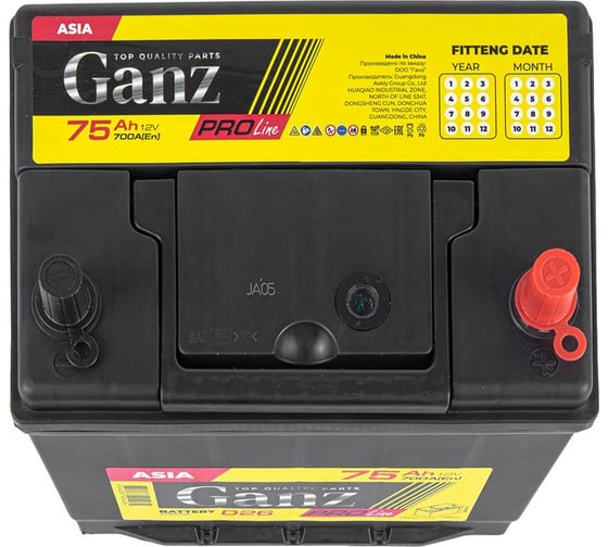 Аккумулятор Ganz PRO-Line JIS 75 А/ч обратный R+ 258x173x220 D26 EN 700 А G1180750