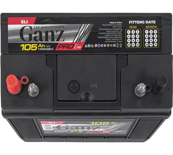 Аккумулятор Ganz PRO-Line DIN 105 А/ч универсальный L(+) 331x175x241 31S EN 1000 А G1341057