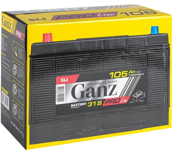 Аккумулятор Ganz PRO-Line DIN 105 А/ч универсальный L(+) 331x175x241 31S EN 1000 А G1341057