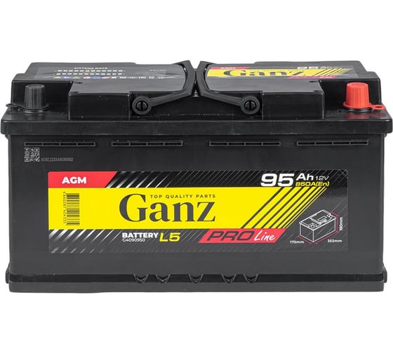 Аккумулятор Ganz PRO-Line AGM 95 А/ч обратный R+ 353x175x190 L5 EN 850 А G4090950