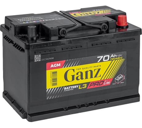 Аккумулятор Ganz PRO-Line AGM 70 А/ч обратный R+ 278x175x190 L3 EN 720 А G4060700