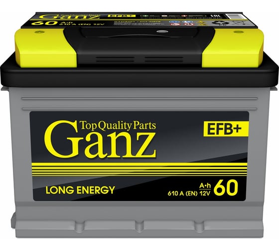 Аккумулятор Ganz EFB 60 А/ч Прямая L+ 242x175x190 EN610 А GAEFB601