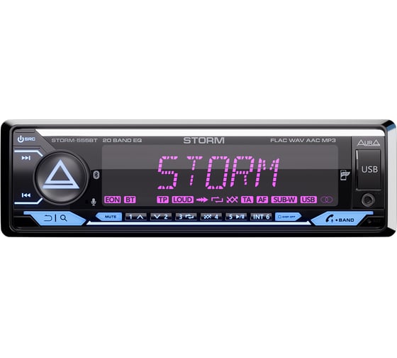 USB-ресивер AURA 4х51w, FLAC, USB/BT, 3 RCA (SUB), 20EQ, APP, 2-ZONE RGB, D-SWC STORM-555BT