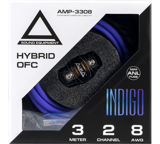 Комплект кабелей для усилителя AURA 2x8AWG 3 метра AMP-3308