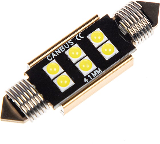 Автолампа SKYWAY диод T11 (C5W) 12V 6 SMD диода 1-конт 41мм Белая CANBUS компл.2 шт S08201566 1