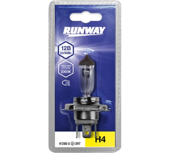 Галогенная автомобильная лампа RUNWAY H4 12В 60/55Вт (1шт. блистер) С RW-H4-b