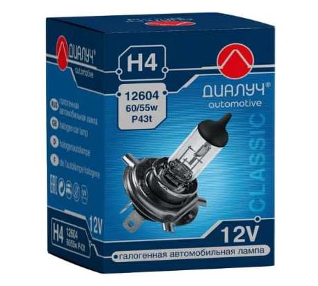 Автолампа ДИАЛУЧ H4 12V 60/55W (P43t) 99996000004016 12604