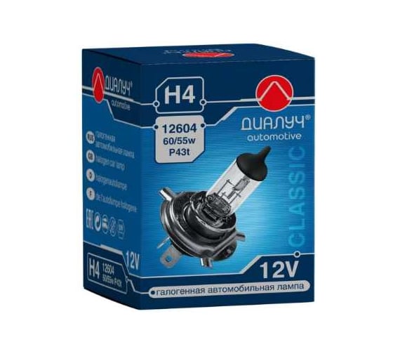 Автолампа ДИАЛУЧ H4 12V 60/55W (P43t) 99996000004016 12604