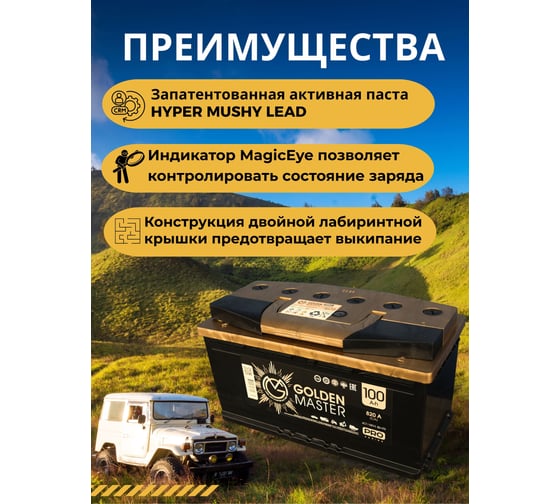 АКБ GOLDEN MASTER pro 6СТ-100 (L)-(1) 820A 353*175*190 4657819154835