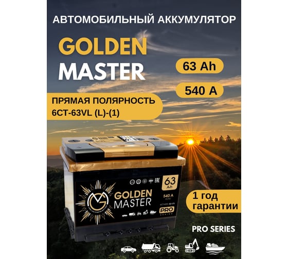 АКБ GOLDEN MASTER pro 6СТ-63 (L)-(1) 540А 242*175*190 4657819154798