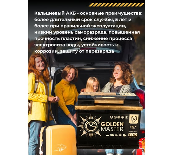 АКБ GOLDEN MASTER pro 6СТ-63 (L)-(1) 540А 242*175*190 4657819154798