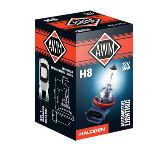 Лампа AWM галогенная, H8, 12 В, 35 Вт, PGJ19-1 410300011