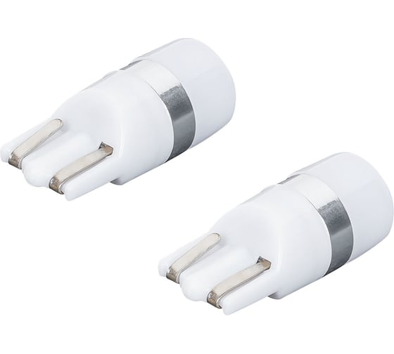 Лампa автомобильная светодиодная AIRLINE T10 (W5W), 12/24В, 1LED, Белая, рассеиватель, PLUS, 2 шт. в блистере AEAR317