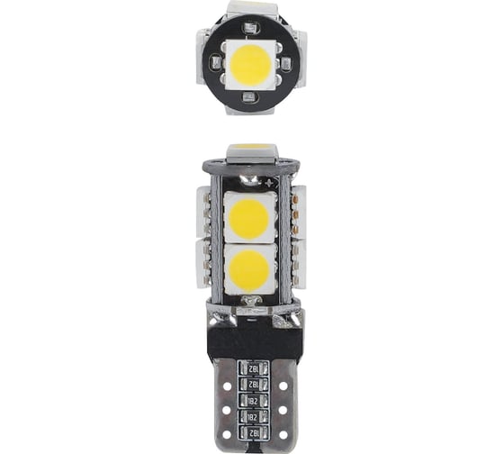 Лампa автомобильная светодиодная AIRLINE T10 (W5W), 12В, 9LED 5050, Белая, обманка CANBUS, PLUS, 2 шт. в блистере AEAR313