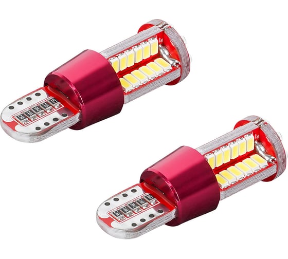 Лампa автомобильная светодиодная AIRLINE T10 (W5W), 12/24В, 57LED, Белая, обманка CANBUS, биполярная, металл, PRO, 2 шт. в блистере AEAR331