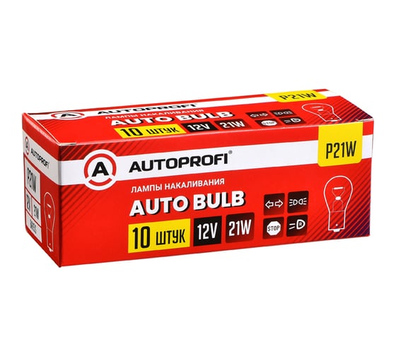 Лампа автомобильная накаливания AUTOPROFI P21W, 12V, 21W, (BA15s),1 шт AP-P21W
