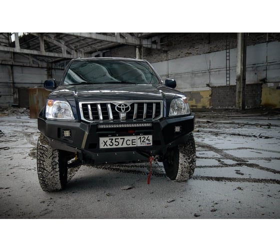 Бампер силовой передний STC тип Revo Toyota Land Cruiser Prado 120 с защитной дугой, противотуманными фарами и балкой дальнего света STC-TLCP120-BFR-C1-L1L4