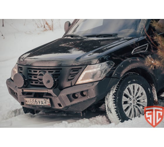 Бампер силовой передний STC Nissan Patrol Y62 2010-2014 с противотуманными фарами STC-NPY62-BF-L1