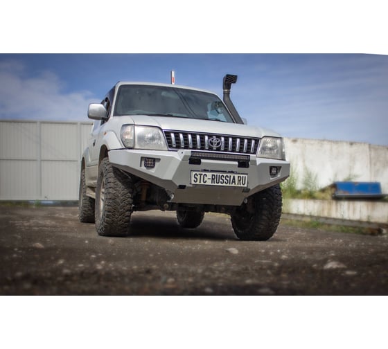Бампер силовой передний STC тип Revo Toyota Land Cruiser Prado 95 с защитной дугой, противотуманными фарами и балкой дальнего света STC-TLCP95-BFR-C1-L1L4