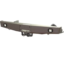 Бампер силовой задний STC Mitsubishi L200 2006-2013 с квадратом под фаркоп, площадкой под лебедку и фарами заднего хода/ПТФ STC-ML200/06-BR-W-L2
