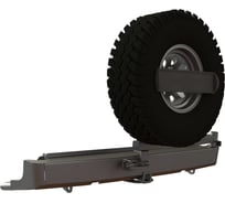 Бампер силовой задний STC Nissan Navara с квадратом под фаркоп, кронштейном крепления запасного колеса по центру и кронштейном крепления гос номера STC-NN-BR-C1