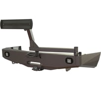 Бампер силовой задний STC Mitsubishi Pajero Sport 2008-2015 c квадратом под фаркоп, площадкой под лебедку, кронштейном запасного колеса по центру, кронштейном гос номера и фарами заднего хода/ПТФ STC-MPS2-BR-W-C1-L2