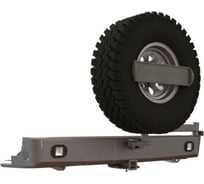 Бампер силовой задний STC Toyota Hilux 2005-2014 с квадратом под фаркоп, кронштейном крепления запасного колеса по центру, кронштейном крепления гос номера и дублирующими фонарями STC-TH05-BR-C1-L1