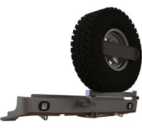 Бампер силовой задний STC Nissan Navara с квадратом под фаркоп, кронштейном крепления запасного колеса по центру, кронштейном крепления гос номера и фарами заднего хода/ПТФ STC-NN-BR-C1-L2