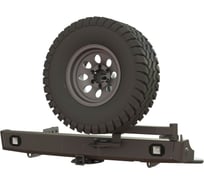 Бампер силовой задний STC Mitsubishi L200 2019+ с квадратом под фаркоп, кронштейном крепления запасного колеса по центру, кронштейном крепления гос номера и фарами заднего хода/ПТФ STC-ML200/19-BR-C1-L2