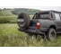 Бампер силовой задний STC Toyota Hilux 1997-2004 с квадратом под фаркоп, кронштейном крепления запасного колеса по центру и кронштейном крепления гос номера и фарами заднего хода/ПТФ STC-TH97-BR-C1-L2 1