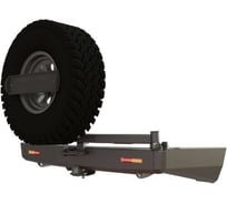 Бампер силовой задний STC Mitsubishi Pajero Sport 2008-2015 c квадратом под фаркоп, кронштейном крепления запасного колеса по центру, кронштейном крепления гос номера и дублирующими фонарями STC-MPS2-BR-C1-L1