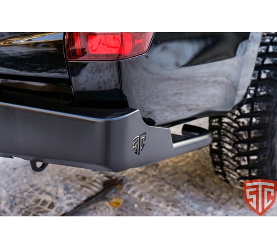 Бампер силовой задний STC Mitsubishi L200 2019+ с квадратом под фаркоп и дублирующими фонарями STC-ML200/19-BR-L1
