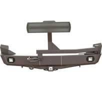 Бампер силовой задний STC Mitsubishi Pajero Sport 1996-2008 с квадрат под фаркоп, кронштейном крепления запасного колеса по центру, кронштейном крепления гос номера и фарами заднего хода/ПТФ STC-MPS1-BR-C1-L2