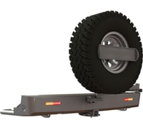 Бампер силовой задний STC Toyota Hilux 2015+ с квадратом под фаркоп, кронштейном крепления запасного колеса по центру, кронштейном крепления гос номера и дублирующими фонарями STC-TH15-BR-C1-L1