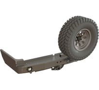 Бампер силовой задний STC Toyota Land Cruiser 105 с квадратом под фаркоп, кронштейном крепления запасного колеса справа и заднего хода/ПТФ STC-TLC105-BR-C2-L2