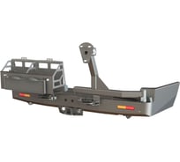 Бампер силовой задний STC Toyota Land Cruiser 105 с квадратом под фаркоп,кронштейном крепления запасного колеса справа, кронштейн для 2-х канистр слева и дублирующими фонарями STC-TLC105-BR-C2C4-L1