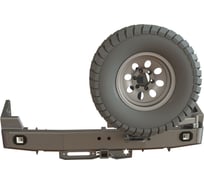 Бампер силовой задний STC Toyota Land Cruiser 105 с квадратом под фаркоп, площадкой для лебедки, кронштейном крепления запасного колеса справа и фарами заднего хода/ПТФ STC-TLC105-BR-W-С2-L2