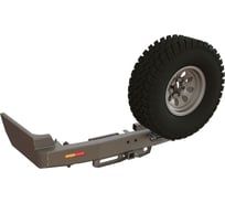 Бампер силовой задний STC Toyota Land Cruiser 105 с квадратом под фаркоп, площадкой для лебедки, кронштейном крепления запасного колеса справа и дублирующими фонарями STC-TLC105-BR-W-С2-L1