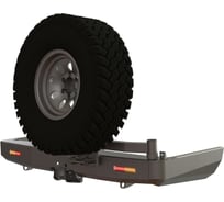 Бампер силовой задний STC Toyota Land Cruiser Prado 78 с квадратом под фаркоп, кронштейном крепления запасного колеса справа и дублирующими фонарями STC-TLCP78-BR-C2-L1