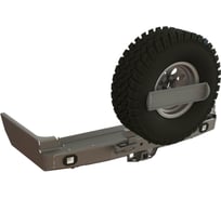 Бампер силовой задний STC Toyota Land Cruiser 100 с квадратом под фаркоп, кронштейном крепления запасного колеса по центру и кронштейном крепления гос номера и фарами заднего хода/ПТФ STC-TLC100-BR-C1-L2