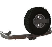 Бампер силовой задний STC Toyota Land Cruiser 200 2008-2015 с квадратом под фаркоп, кронштейном крепления запасного колеса по центру и кронштейном крепления гос номера STC-TLC200/08-BR-C1