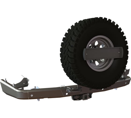 Бампер силовой задний STC Toyota Land Cruiser 200 2008-2015 с квадратом под фаркоп, кронштейном крепления запасного колеса по центру и кронштейном крепления гос номера STC-TLC200/08-BR-C1