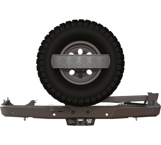 Бампер силовой задний STC Toyota Land Cruiser 200 2008-2015 с квадратом под фаркоп, кронштейном крепления запасного колеса по центру и кронштейном крепления гос номера STC-TLC200/08-BR-C1