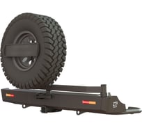 Бампер силовой задний STC Volkswagen Amarok с квадратом под фаркоп, кронштейном крепления запасного колеса по центру, кронштейном крепления гос номера и дублирующими фонарями STC-VA-BR-C1-L1