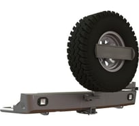 Бампер силовой задний STC Toyota Hilux 2015+ с квадратом под фаркоп, кронштейном крепления запасного колеса по центру, кронштейном крепления гос номера и фарами заднего хода/ПТФ STC-TH15-BR-C1-L2